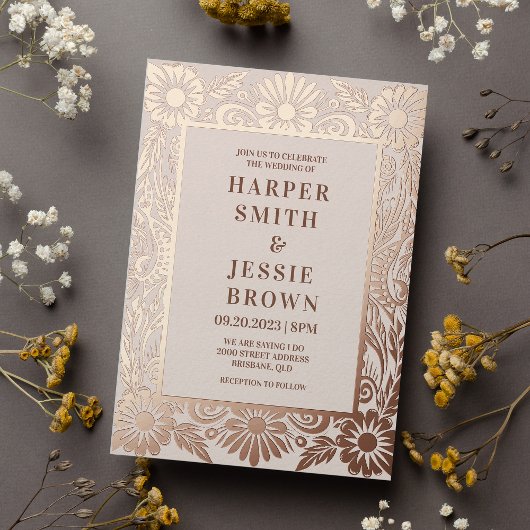 Invitation En Aluminium Elegant Floral Wedding