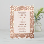 Invitation En Aluminium Elegant Floral Wedding (Debout devant)