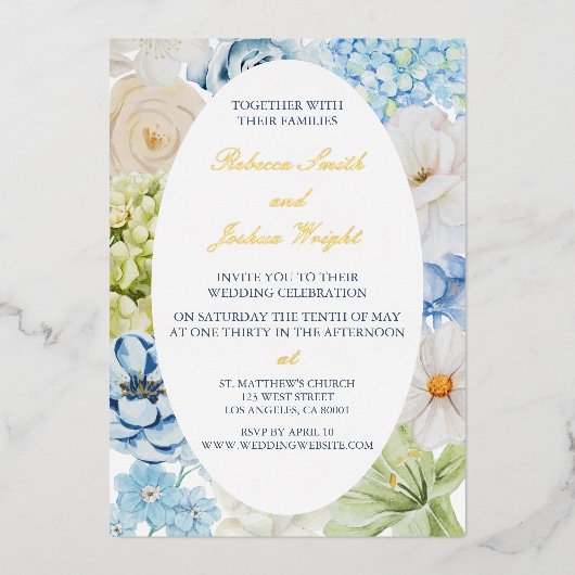 Invitation En Aluminium Elegant Floral Wedding (Recto)