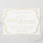 Invitation En Aluminium Élégant Flouris Formel Mariage Or (Recto)