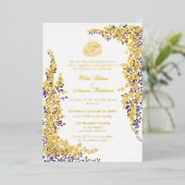 Invitation En Aluminium Elegant Foil and Plum Leaf  Islamic Wedding  (Debout devant)
