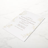 Invitation En Aluminium Elégant Foliage Blanc Mariage Or (Rotation)
