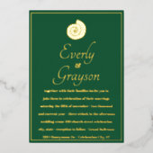 Invitation En Aluminium Elégant Forest Green et Gold Beach Mariage (Recto)