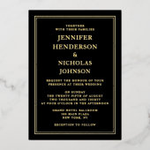 Invitation En Aluminium Elégant Formal Black Mariage Gold (Recto)