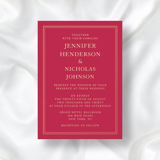 Invitation En Aluminium Elégant Formal Rose Mariage Gold