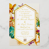 Invitation En Aluminium Élégant Formal Tropical Destination Mariage Foil I (Recto)