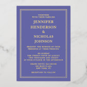 Invitation En Aluminium Élégant Formel Purple Mariage Gold (Recto)