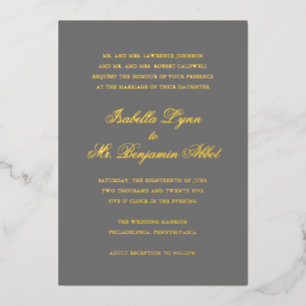 Invitation En Aluminium Élégant Formel Traditionnel Mariage Gris Or