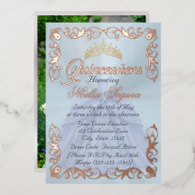 Elegant Frame & Photo on Pastel Blue Quinceanera 