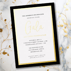 Invitation En Aluminium Élégant gala de charité d'entreprise écriture or