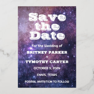 Invitation En Aluminium Élégant Galaxie Céleste QR Code Constellation