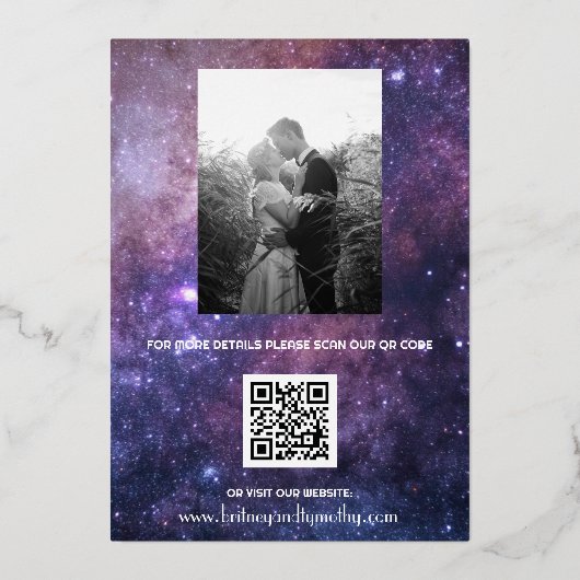 Invitation En Aluminium Élégant Galaxie Céleste QR Code Constellation (Verso)