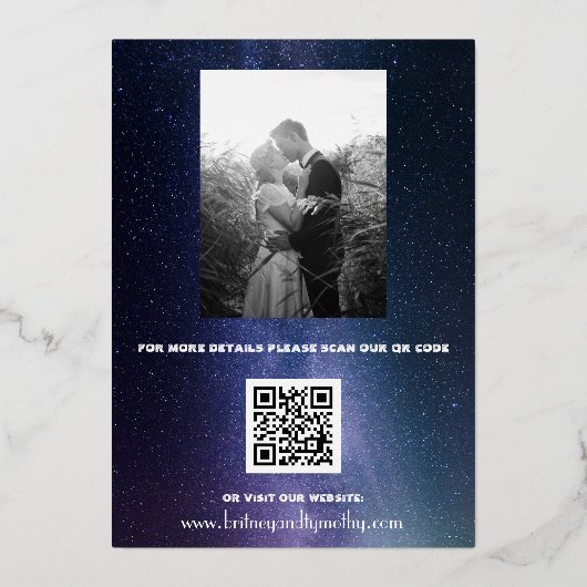 Invitation En Aluminium Élégant Galaxie Céleste QR Code Constellation (Verso)