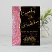 Invitation En Aluminium Elégant Galaxy Agate Géode rose et Mariage or (Debout devant)