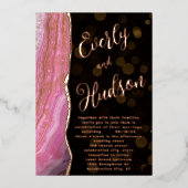 Invitation En Aluminium Elégant Galaxy Agate Géode Rose & Or Mariage Pour (Recto)