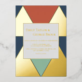 Invitation En Aluminium Elégant Géométrique Design Moderne Chic Mariage Or (Recto)