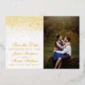 Invitation En Aluminium Elégant Glam Confetti Mariage Enregistrer La Date  (Recto)