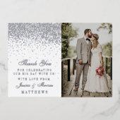 Invitation En Aluminium Elégant Glam Confetti Mariage Photo Merci Real (Recto)