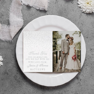 Invitation En Aluminium Elégant Glam Confetti Mariage Photo Merci Real