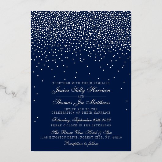 Invitation En Aluminium Élégant Glam Confetti Mariage Real (Recto)