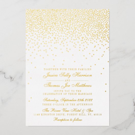 Invitation En Aluminium Élégant Glam Confetti Mariage Real (Recto)