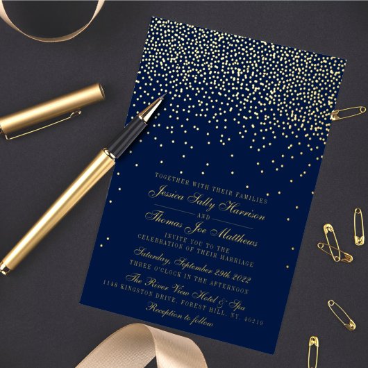 Invitation En Aluminium Élégant Glam Confetti Mariage Real