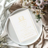 Invitation En Aluminium Elegant  gold botanical crest monogram wedding fo