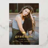 Invitation En Aluminium Elegant Gold Cap Portrait Photo Graduation (Recto)
