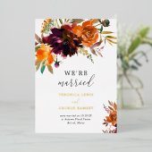 Invitation En Aluminium Elégant Gold Fall Floral Rustic Mariage Réception (Debout devant)