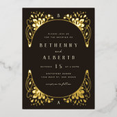 Invitation En Aluminium Élégant Gold Foil Art Nouveau (Recto)