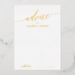 Invitation En Aluminium Elegant Gold Foil Calligraphie Mariage Conseils<br><div class="desc">Cette élégante carte de conseil mariage en calligraphie de feuille d'or est parfaite pour un mariage simple et peut être utilisée pour n'importe quel événement. Le design neutre présente une carte minimaliste décorée avec une typographie romantique et luxueuse de papier doré moulé. Ces cartes de conseil peuvent être utilisées comme...</div>