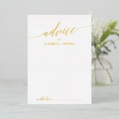 Invitation En Aluminium Elegant Gold Foil Calligraphie Mariage Conseils (Debout devant)