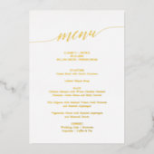 Invitation En Aluminium Elégant Gold Foil Calligraphy Mariage Dîner Menu (Recto)