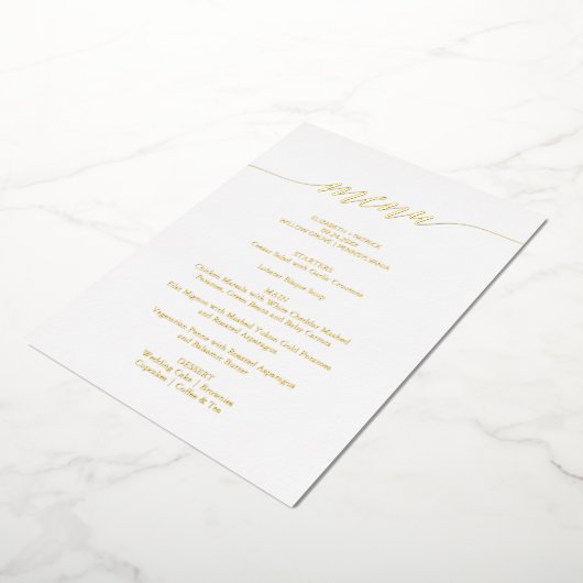 Invitation En Aluminium Elégant Gold Foil Calligraphy Mariage Dîner Menu (Rotation)