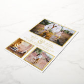 Invitation En Aluminium Elégant GOLD FOIL Photo Collage Mariage blanc (Rotation)