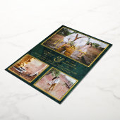 Invitation En Aluminium Elégant GOLD FOIL Photo Collage Mariage vert (Rotation)