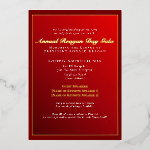 Invitation En Aluminium Elegant Gold Foil Reagan Day Gala collecte de fond