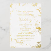Invitation En Aluminium Élégant Gold Foliage Mariage Or (Recto)