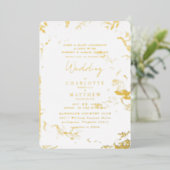 Invitation En Aluminium Élégant Gold Foliage Mariage Or (Debout devant)