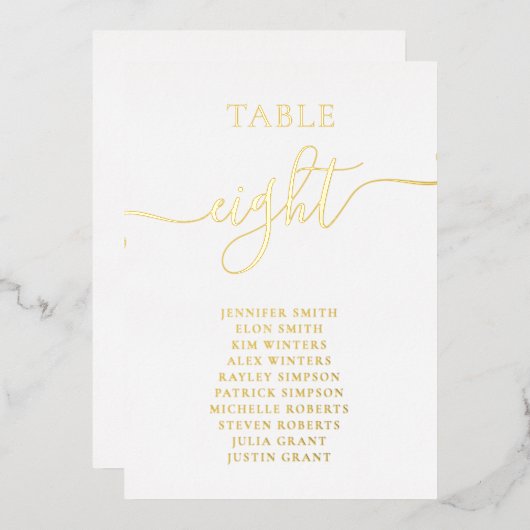 Invitation En Aluminium Elegant Gold noms graphique mariage numéro de tabl (Recto/Verso)