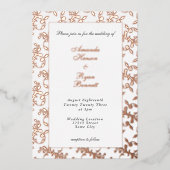Invitation En Aluminium Elegant Gold Pressed Rococo Pattern Wedding (Recto)
