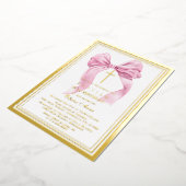 Invitation En Aluminium Élégant Gold Rose Bow Girl 1er Anniversaire Baptêm (Rotation)