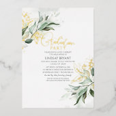 Invitation En Aluminium Elégant Gold Sage Green Boho Graduation Party (Recto)