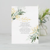 Invitation En Aluminium Elégant Gold Sage Green Boho Graduation Party (Debout devant)