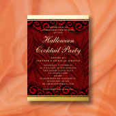 Invitation En Aluminium Élégant Gold Script Dentelle Halloween Cocktail Pa