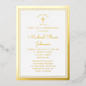 Invitation En Aluminium Élégant Gold Script Première communion (Recto)