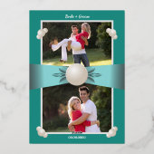 Invitation En Aluminium Elégant Gold & Turquoise Pearl Ribbon Mariage phot (Verso)