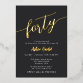 Invitation En Aluminium Élégant Golden Script Quarante fête de 40e anniver (Recto)