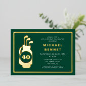 Invitation En Aluminium Elegant Golf 40th Birthday (Debout devant)