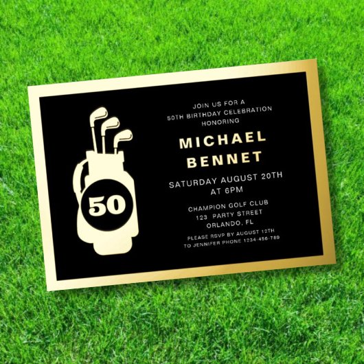 Invitation En Aluminium Elegant Golf 50th Birthday
